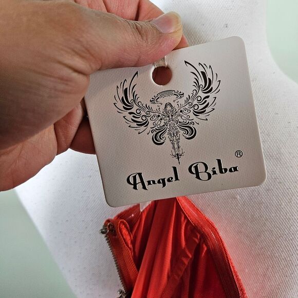 NWT Angel Biba Strapless Dress. Tangerine Orange. Med - Picture 11 of 15